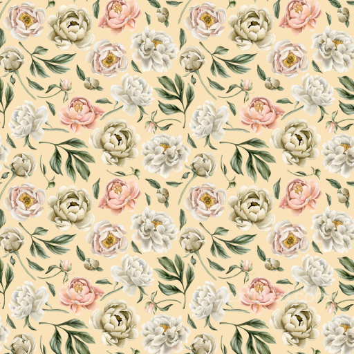 Featuring Delicate Pastel Flowers on Soft Yellow Background seamless Flower PBR texture