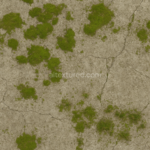Seamless 3d texture pbr 8k concrete slab with moss patches and dry surface