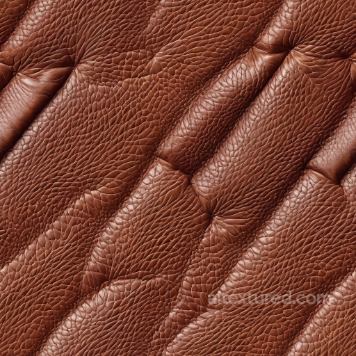 Brown Quilted Grain Leather PBR Texture with Detailed Wrinkles and Stitched Panels seamless Leather PBR texture