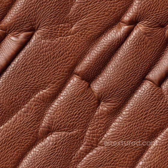 Brown Quilted Grain Leather PBR Texture with Detailed Wrinkles and Stitched Panels Leather texture preview