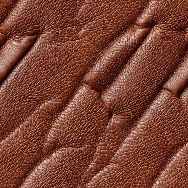 Brown Quilted Grain Leather with Detailed Wrinkles and Stitched Panels seamless PBR texture preview