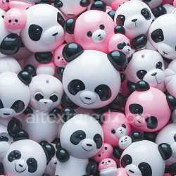 seamless Seamless 3D Inflated Panda Vinyl Texture in Pink and White texture 8k free download PBR