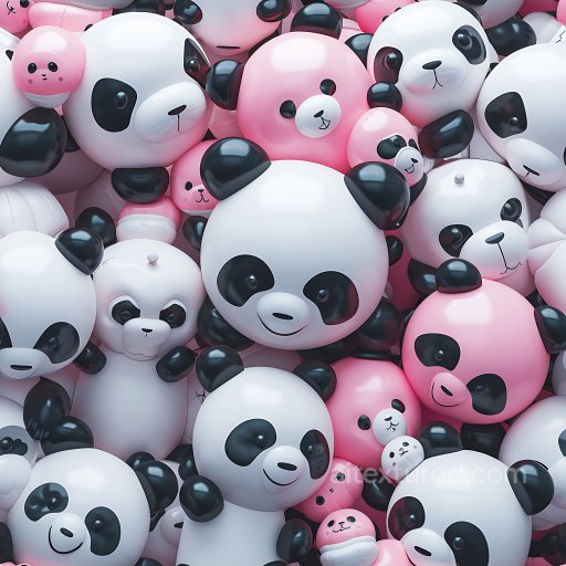 Inflated PBR Texture of Glossy Vinyl Panda & Pink Bear Toys seamless Inflated PBR texture