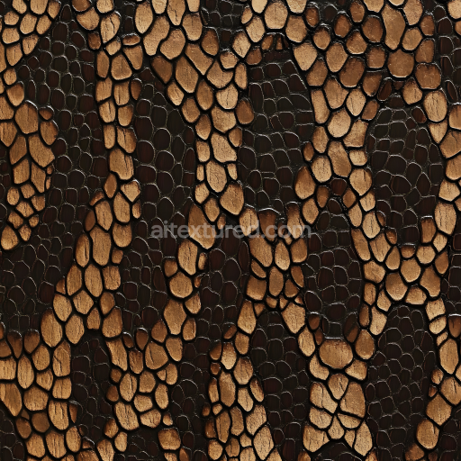 Seamless 3D PBR texture of reptilian skin with rough, detailed scale pattern