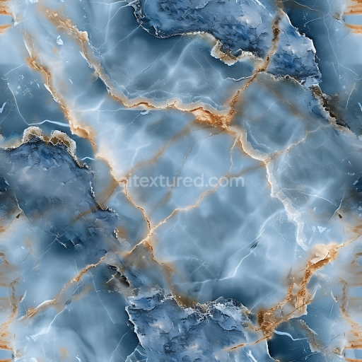 Seamless Blue de Savoie Natural Marble PBR Texture with Blue Tones and Amber Veins