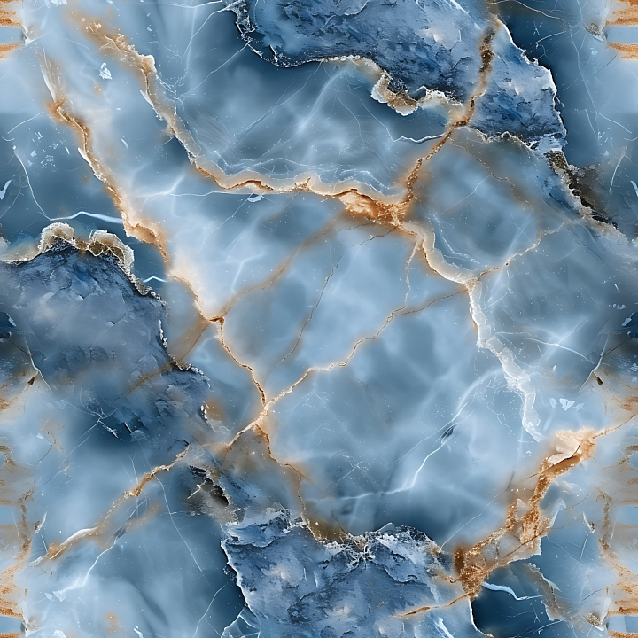 Blue de Savoie Natural Marble with Blue Tones and Amber Veins seamless PBR texture preview