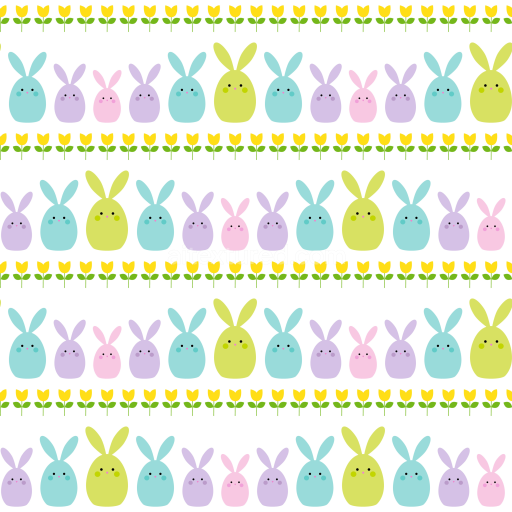 Seamless 3D PBR Texture with Pastel Easter Bunny and Tulip Pattern