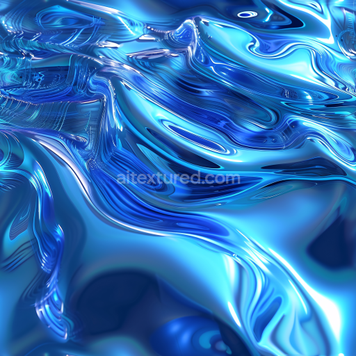 Seamless 3D PBR Texture of Stylized Reflective Liquid Metal Water with Fluid Waves