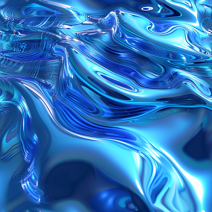 Stylized Reflective Liquid Metal Water with Fluid Waves seamless PBR texture preview