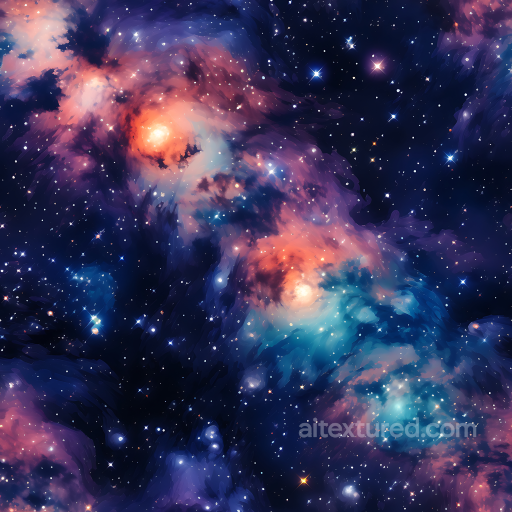 Space Texture Featuring Colorful Nebula and Starfield Galaxy Clouds seamless Star, space, planets PBR texture