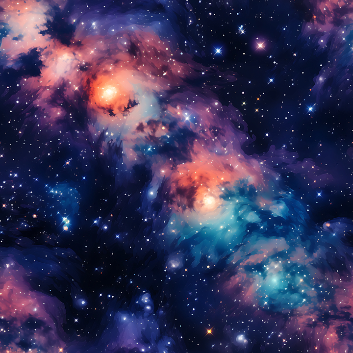 Space Featuring Colorful Nebula and Starfield Galaxy Clouds seamless PBR texture preview
