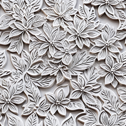embossed floral white leather PBR texture with detailed carvings seamless Leather PBR texture