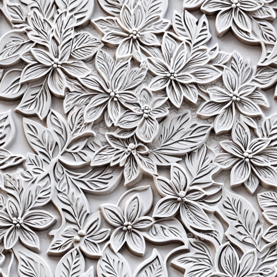 embossed floral white leather PBR texture with detailed carvings Leather texture preview