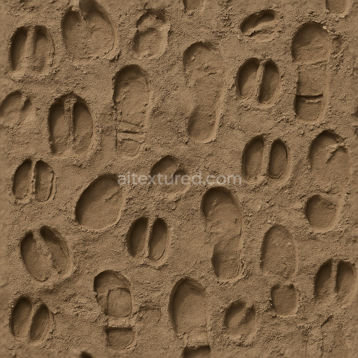 Seamless 8k PBR 3d Texture of Deep Hoof Prints on Compact Soil