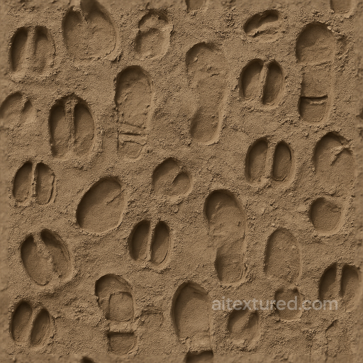 Seamless 8K PBR 3D Texture of Deep Hoof Prints on Compact Soil seamless Footprints PBR texture