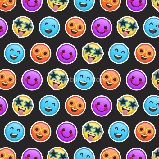 Seamless 3D PBR colorful happy face emoji pattern texture