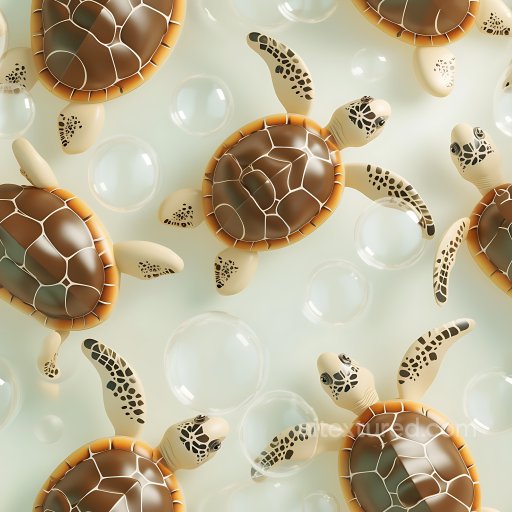 Inflated PBR Texture Featuring Stylized Inflated Turtle Shells and Transparent Bubbles seamless Inflated PBR texture