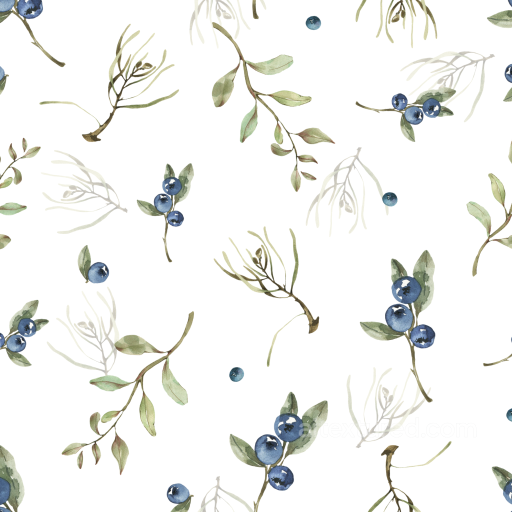 Watercolor Greenery Texture of Watercolor Blueberry Branches with Leaves seamless watercolor greenery PBR texture