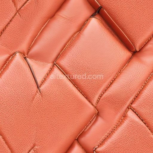 Seamless 3D Quilted Orange Leather PBR Texture with Detailed Stitching and Grain