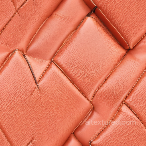 Quilted Orange Leather PBR Texture with Detailed Stitching and Grain seamless Leather PBR texture