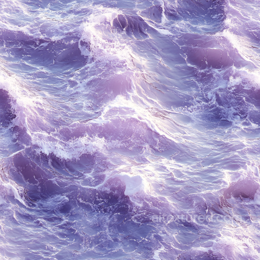 Water PBR Texture Featuring Stylized Purple Ocean Waves with Foam seamless Water PBR texture