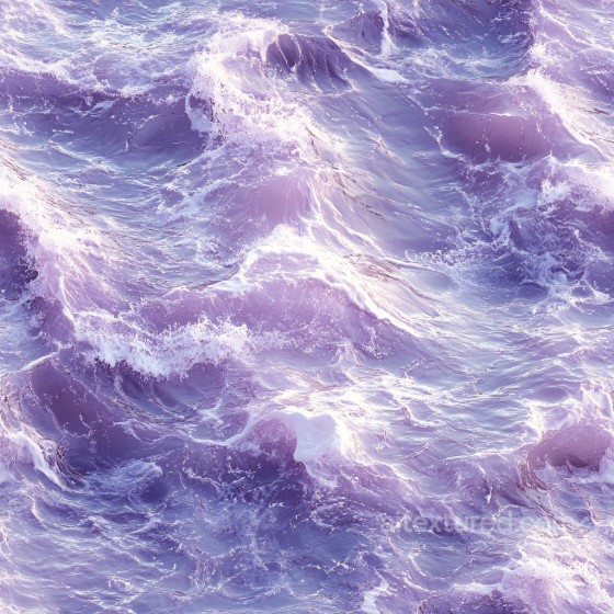 Water PBR Texture Featuring Stylized Purple Ocean Waves with Foam Water texture preview