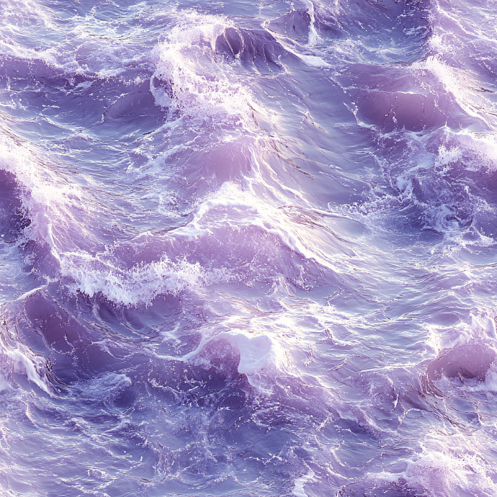 Water Featuring Stylized Purple Ocean Waves with Foam seamless PBR texture preview
