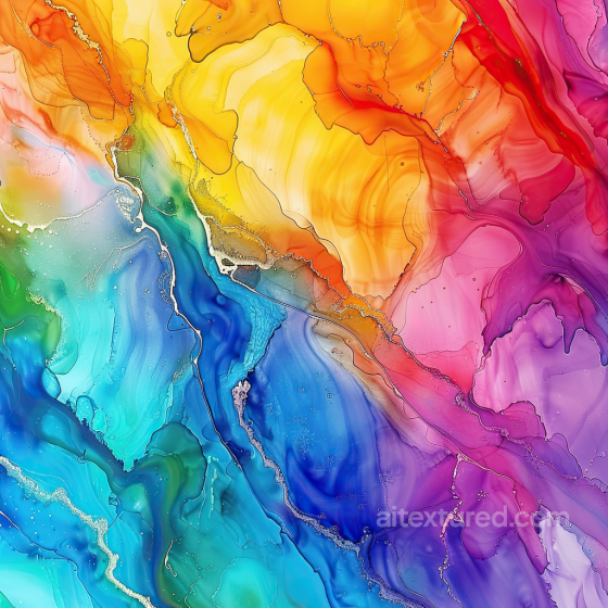 Alcohol Ink PBR Texture with Vibrant Rainbow Fluid Waves and Marbling Alcohol ink texture preview