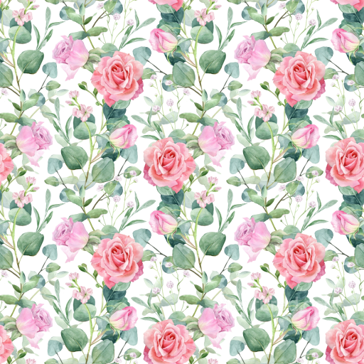 Watercolor Floral Pattern Fabric Texture in Soft Pink and Green seamless Floral PBR texture