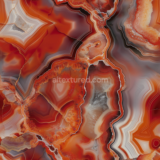 Seamless 3D Red Agate Natural Marble PBR Texture with Organic Layered Patterns