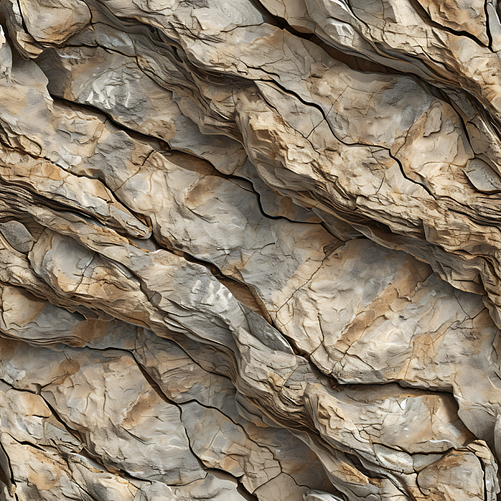 Layered Sedimentary Rock Wall with Natural Cracks and Erosion seamless PBR texture preview