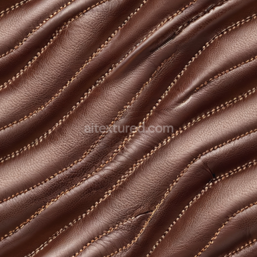 Seamless 3D PBR Brown Leather Texture with Fine Grain and Detailed Stitching