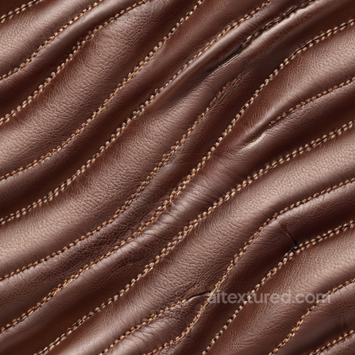 Brown Leather Texture with Fine Grain and Detailed Stitching seamless Leather PBR texture