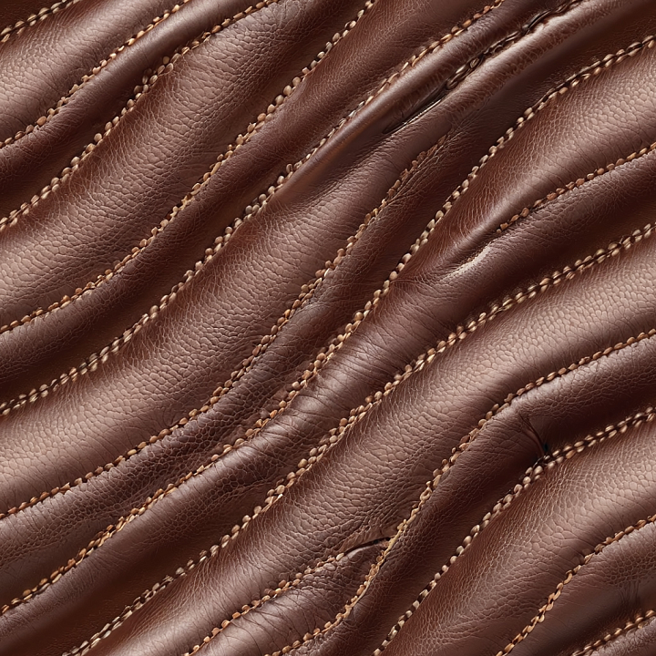 Brown Leather with Fine Grain and Detailed Stitching seamless PBR texture preview