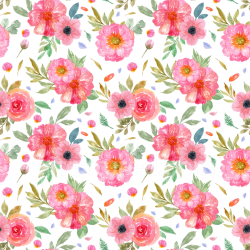 seamless Seamless 3D PBR Pink Flower Watercolor Fabric Texture with Floral Pattern texture 8k free download PBR