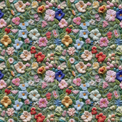 seamless Seamless 3D PBR Texture of Colorful Embroidered Floral Fabric texture 8k free download PBR