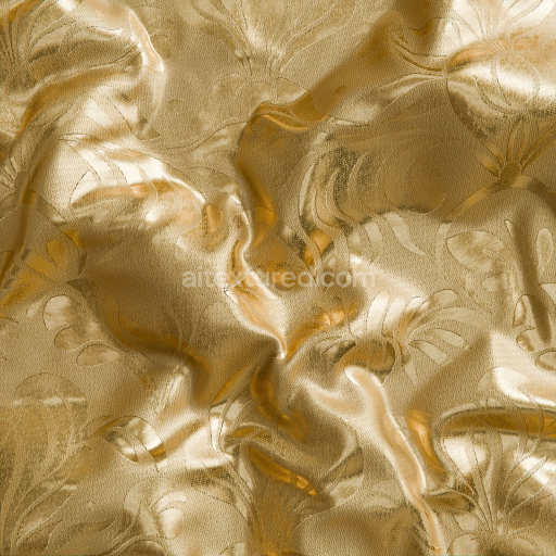 Preview — Seamless Gold Floral Satin Fabric PBR Texture for 3D