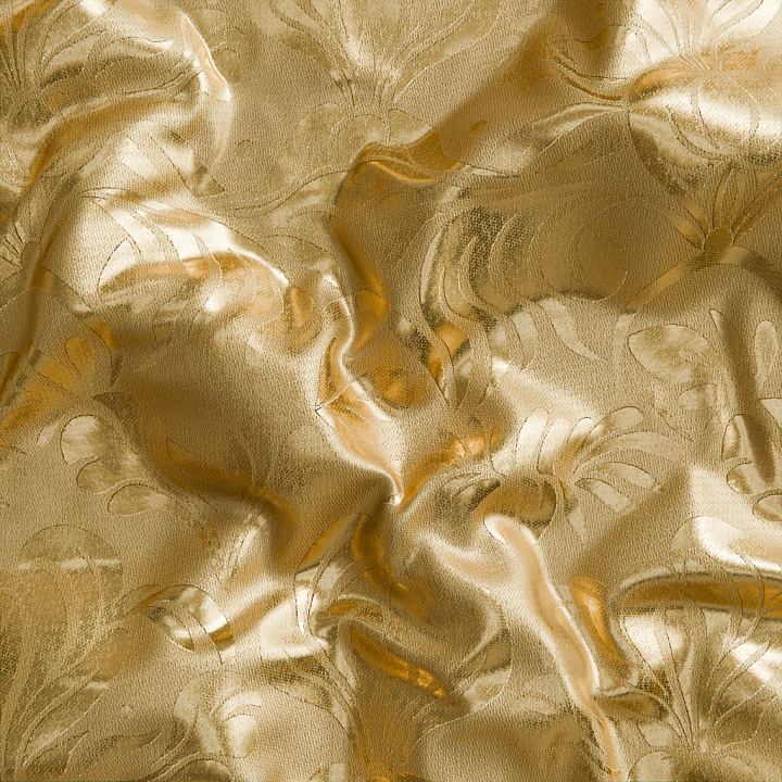 Gold Floral Satin Fabric for seamless PBR texture preview