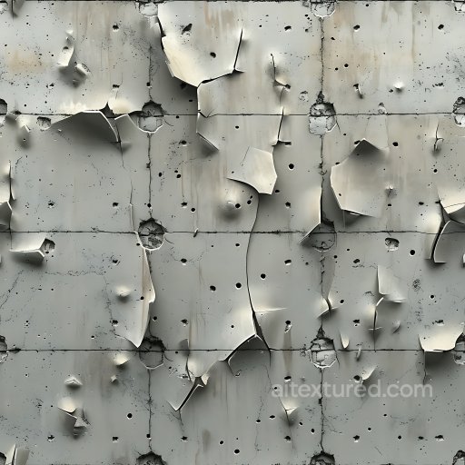 Cracked & Holes Texture of Cracked Concrete with Peeling Paint and Holes in Gray Tones seamless Cracked & Holes PBR texture