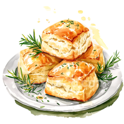 seamless Savory Herb-Topped Scones Breakfast Illustration with Rosemary Accents texture 8k free download PBR