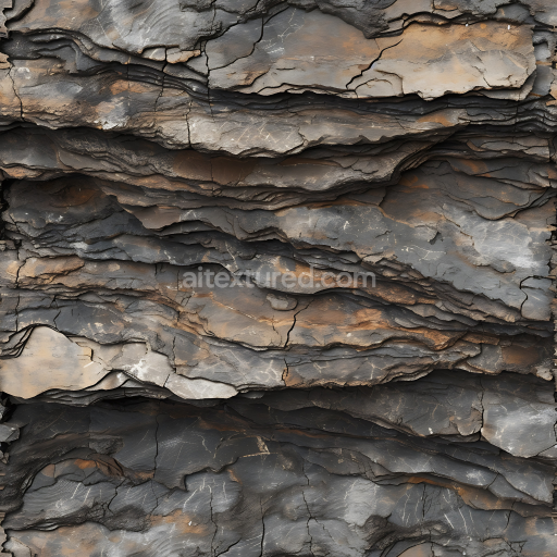 Seamless 3D PBR Texture of Layered Weathered Cliff Rock with Earthy Tones