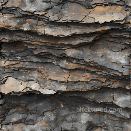 Stone Texture of Layered Weathered Cliff Rock with Earthy Tones seamless Stone PBR texture