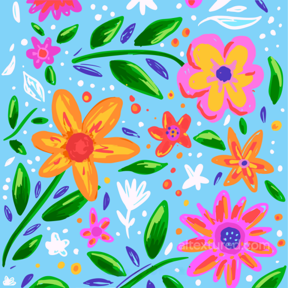 Embroidered Floral Texture of Vivid Hand-Drawn Floral Pattern on Light Blue Embroidered floral texture preview