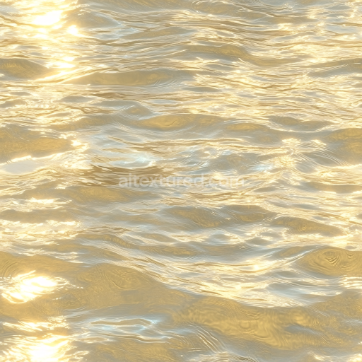 Seamless 3D Water PBR Texture of Golden Sunlit Gentle Waves with Realistic Reflections