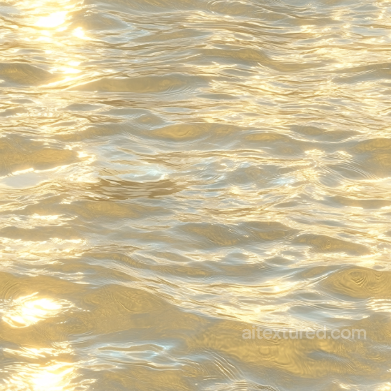 Water PBR Texture of Golden Sunlit Gentle Waves with Realistic Reflections Water texture preview