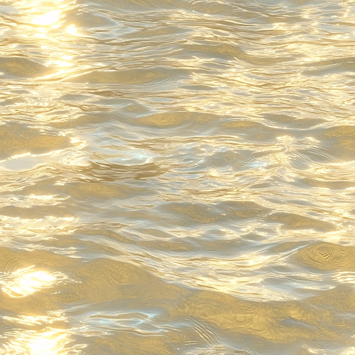 Water of Golden Sunlit Gentle Waves with Realistic Reflections seamless PBR texture preview