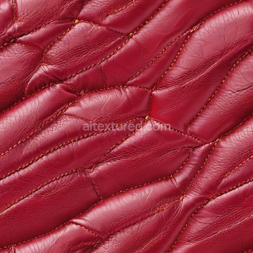 Seamless 3D PBR Quilted Red Leather Upholstery Texture with Detailed Grain and Stitching