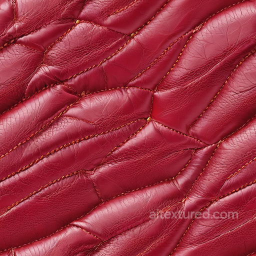 Quilted Red Leather Upholstery Texture with Detailed Grain and Stitching seamless Leather PBR texture