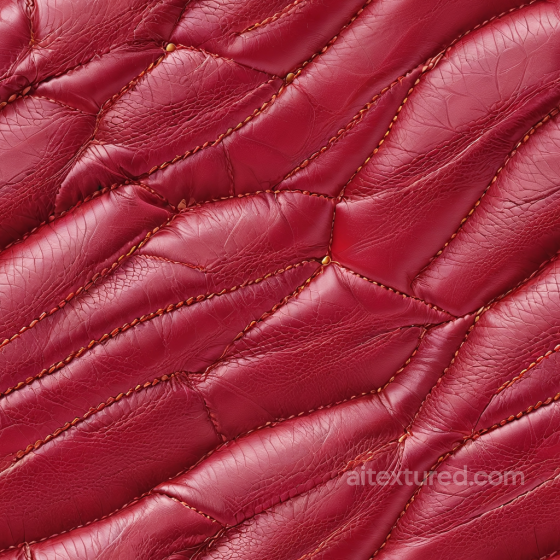 Quilted Red Leather Upholstery Texture with Detailed Grain and Stitching Leather texture preview