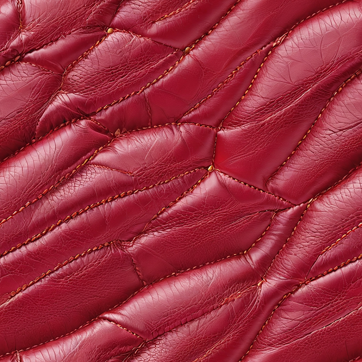 Quilted Red Leather Upholstery with Detailed Grain and Stitching seamless PBR texture preview